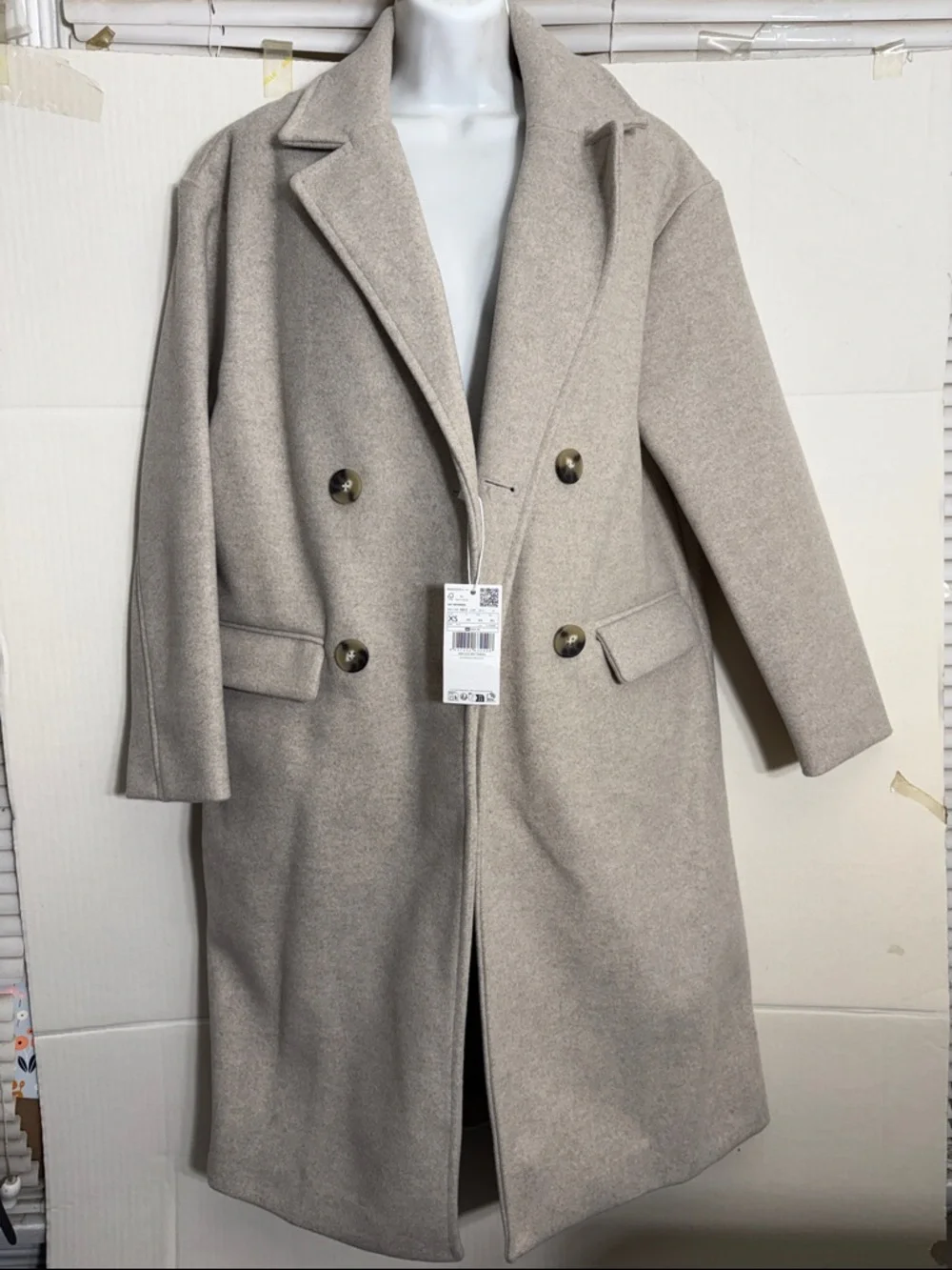 Mango Cozy Wool-Blend Coat in Light Taupe DOUBLE-BREASTED MIDI COAT 5812 - Picture 2 of 7